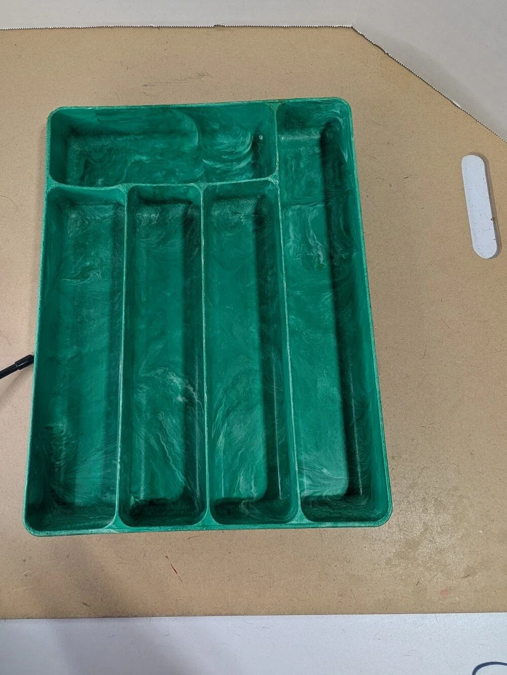 LustrOWare Vintage Green Marble Silverware Tray Kitchen
